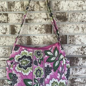Vera Bradley Pink and Green Floral Shoulder Bag
